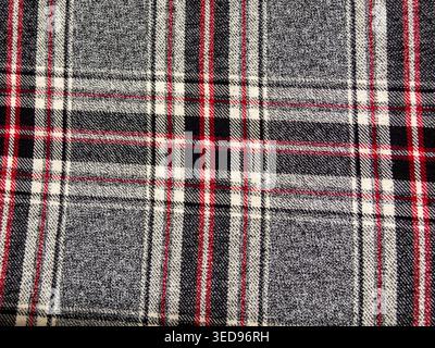 Gray check red stripe fabric texture Stock Photo