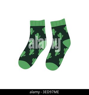 Socks with cactus drawing sock icon symbol isolated on white background vector illustration Stock Vector