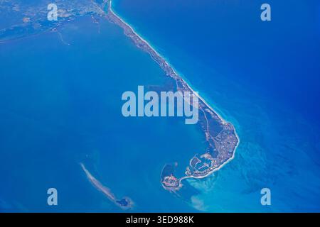 Aerial view of the resort town of Varadero, a popular beach destination on the Caribbean island of Cuba. Stock Photo