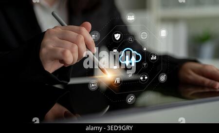 Cloud storage improves digital file management, enhances data access, and supports secure collaboration Parse Stock Photo