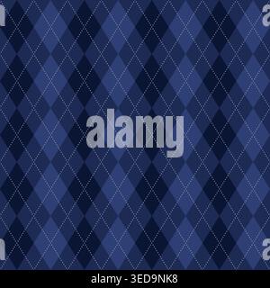 Argyle seamless pattern. Repeating blue argyles background for golf. Rhombus patterns navy plaid. Repeated knit design prents. Argyll diamond patern Stock Vector