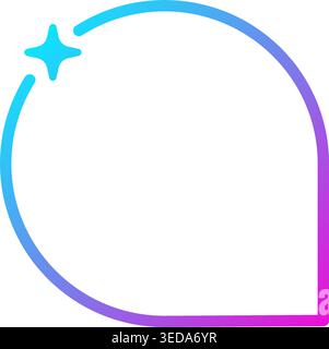 AI gradient rectangle speech bubble. Artificial intelligence neon chat box with star. Tech text frame with blue pink gradient. Neural network bar Stock Vector