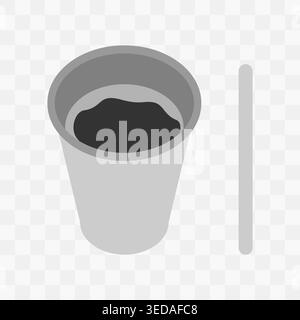 Disposable cup with coffee and stirring stick in grayscale Minimalistic Flat design Coffee Day icon. Isolate Vector illustration Coffee Related content Sticker Logo Pictogram design element media post Stock Vector
