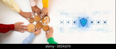 A concept of an advanced cybersecurity system. The futuristic interface shows a multi-factor authentication process using a secure password or PIN for Stock Photo