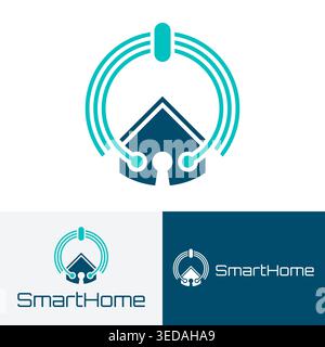 Icon for home and office security systems. Smart home automation logo design. Stock Vector