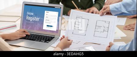 Online registration form for brisk form filling on the internet website Stock Photo