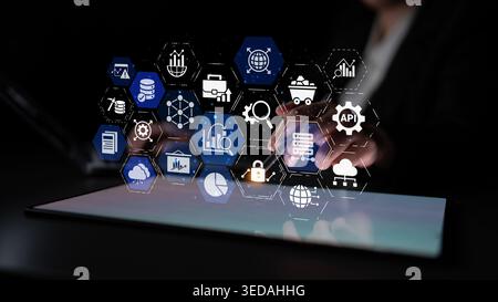 Data analytics and big data strategy for real-time analytics, predictive data modeling, business intelligence analytics, and data-driven decision Stock Photo