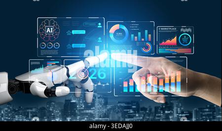 AI powers data analytics with predictive insights, smart dashboards, and real-time modeling for strategic decision-making. Artificial intelligence Stock Photo