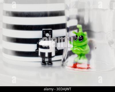 Robot and alien surreal tomorrow Stock Photo