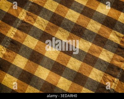 Yellow-gray check textile texture Stock Photo