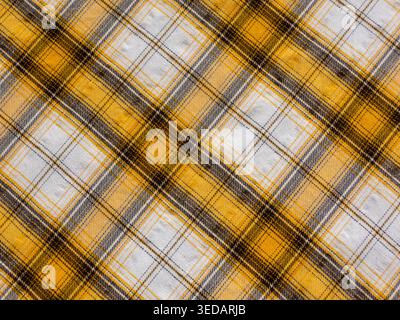 Yellow-white check textile background Stock Photo