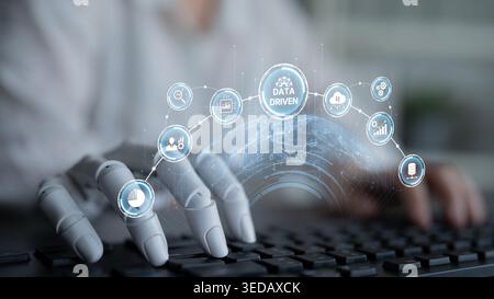 AI drives data-driven decisions with intelligent analytics, smart data visualization, and cloud-based tools that process, interpret, and guide Stock Photo