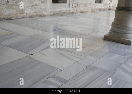 Marble flooring with a column in a historical setting Stock Photo