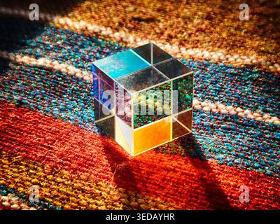 Glass cube prism multicolored decoration Stock Photo