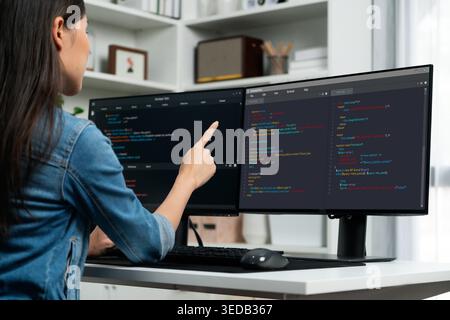 Software development programming on computer screen for brisk application and program coding Stock Photo