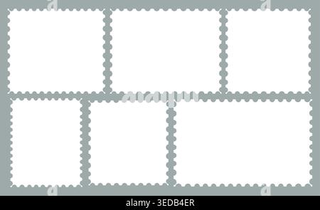 Set vintage photo frame for postage stamp. Retro photo card Square or rectangle frames. Mockup letter postal correspondence design Insert your picture Stock Vector