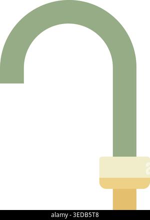 Simple illustration of a tall curved faucet with a downward spout and small base collar. Stock Vector