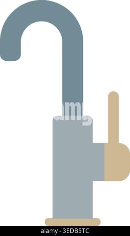 Simple illustration of a gray pump style faucet with a curved spout and small side handle. Stock Vector