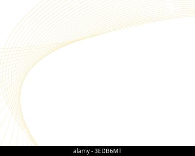 Abstract golden flowing lines creating an elegant curved pattern on a bright white clean background surface Stock Vector