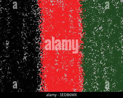 Three vibrant vertical stripes of black red and green textured paint on a weathered surface Stock Vector