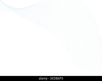 Abstract light blue curved lines flowing smoothly across a clean and bright white digital canvas Stock Vector