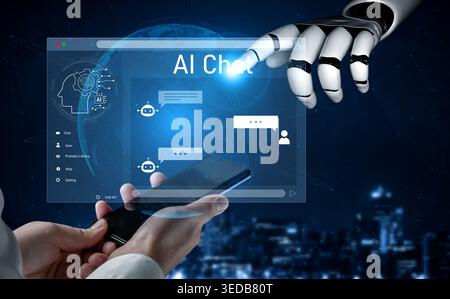 AI enhances chatbot interface by streamlining chatbot, communication, and AI support into one intelligent conversational platform Vouch Stock Photo