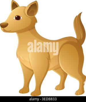 A tan cartoon dog stands in profile view on a white background in vector style Stock Vector
