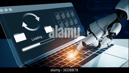AI automating data synchronization and file management processes, optimizing transfer speed and ensuring seamless backup operations across systems Stock Photo