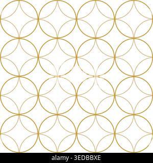 Minimal seamless pattern with overlapping gold circles forming a clean geometric ornament. Elegant and modern design with subtle luxury feel, suitable Stock Vector
