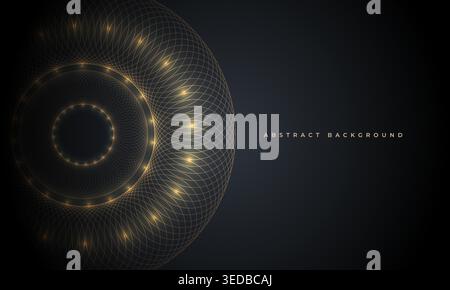 Abstract gold geometric rings with light particles creating a tech vortex. Sophisticated and modern look for UI design, business visuals, innovation Stock Vector