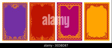 Paper Border Frame Red Mexican border frames, papel picado folk Hispanic papercut Cinco de ...