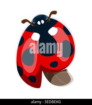 Ladybug beetle font typeset cartoon letter R Stock Vector