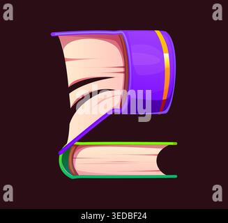 Novel book ABC font type, typeset number 2 two Stock Vector