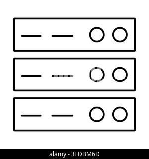 Server pictogram. Line vector illustration. Suitable for data center icons, IT infrastructure visuals, cloud computing symbols. Stock Vector