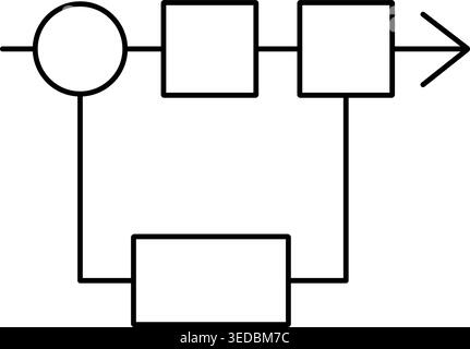 Flowchart diagram consisting of geometric shapes connected by lines for process mapping, algorithm visualization, workflow. Stock Vector