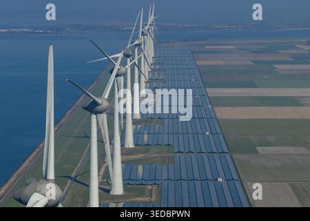 Aerial view of the extensive solar farm in Talavan, Extremadura, Spain ...