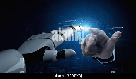 AI processing digital data through neural circuits, analyzing signals, powering intelligence, and managing core functions in a connected technology Stock Photo