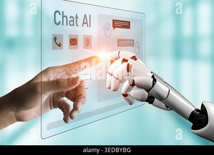 AI enhances chatbot interface by streamlining chatbot, communication, and AI support into one intelligent conversational platform Vouch Stock Photo