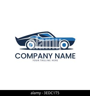 Blue car logo design, automotive company branding with modern vehicle icon Stock Vector