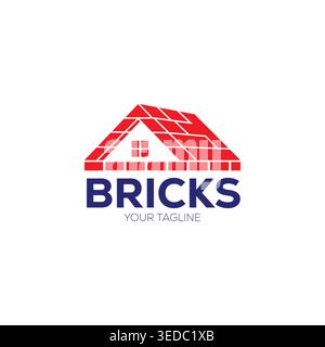 Brick construction logo, building materials company branding design Stock Vector