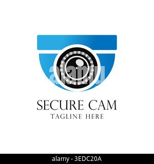 Security camera logo design, surveillance system branding icon Stock Vector