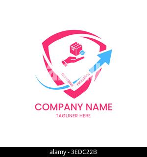 Courier delivery service logo with arrow globe concept, fast shipping branding Stock Vector