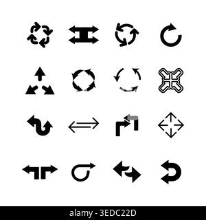 Set of directional navigation arrow icons, user interface arrows collection in flat vector style isolated on white background Stock Vector