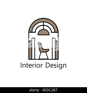 Interior design logo with home decor concept, modern furniture branding Stock Vector