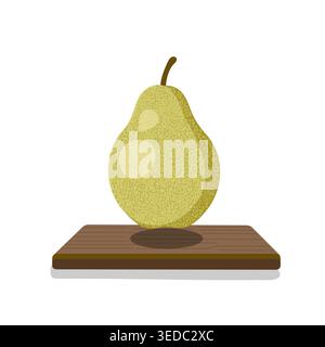 Pear fruit vector illustration on table, fresh organic food Stock Vector