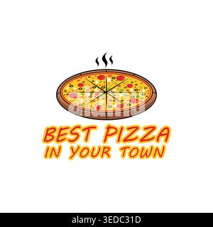 Pizza restaurant logo with fast food concept illustration Stock Vector