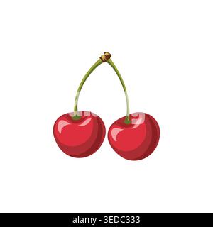 Red cherry fruit vector illustration isolated on white background Stock Vector