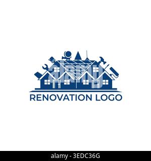 Home Renovation logo, house repair logo Stock Vector