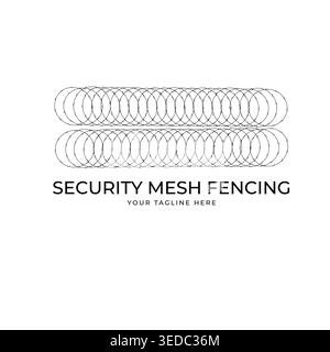 Security mesh fencing logo with industrial protection concept Stock Vector