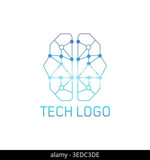 Tech mind logo with brain and digital network concept Stock Vector